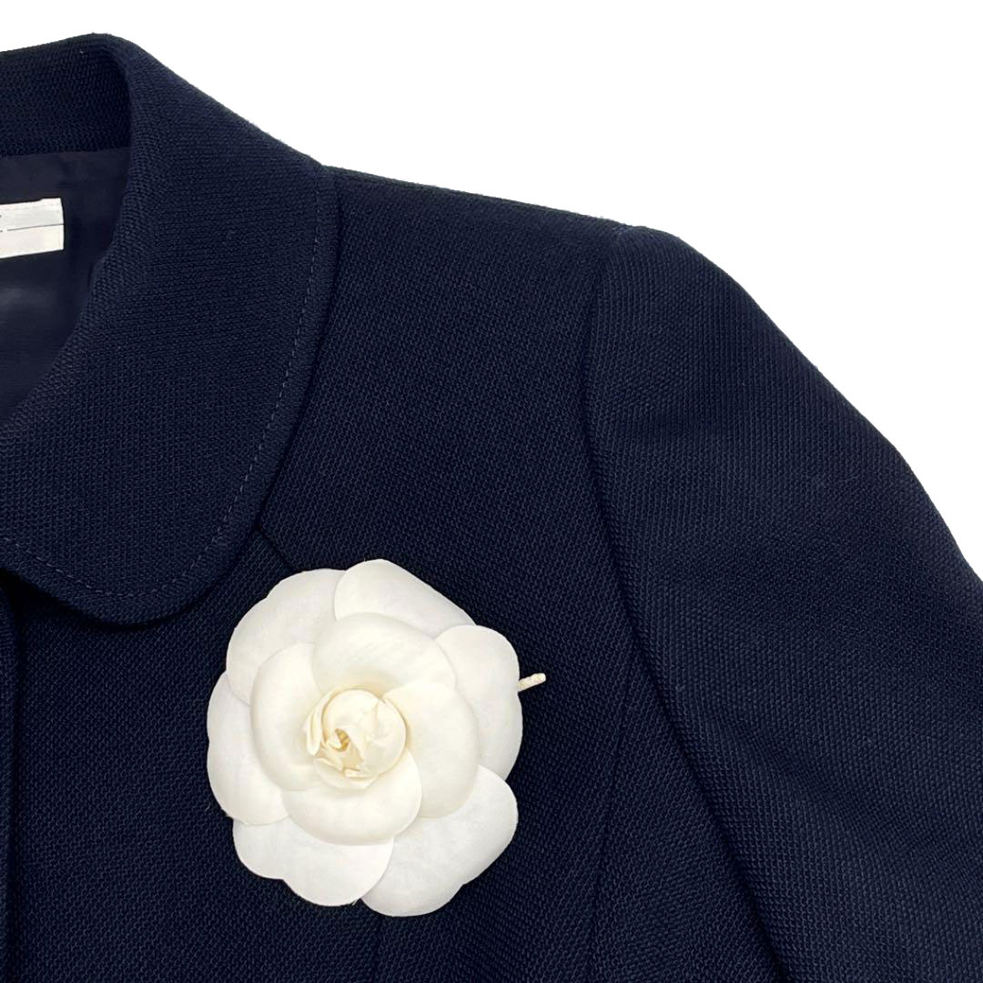 CHANEL シャネル コサージュ カメリア サテン ホワイト ヴィンテージ