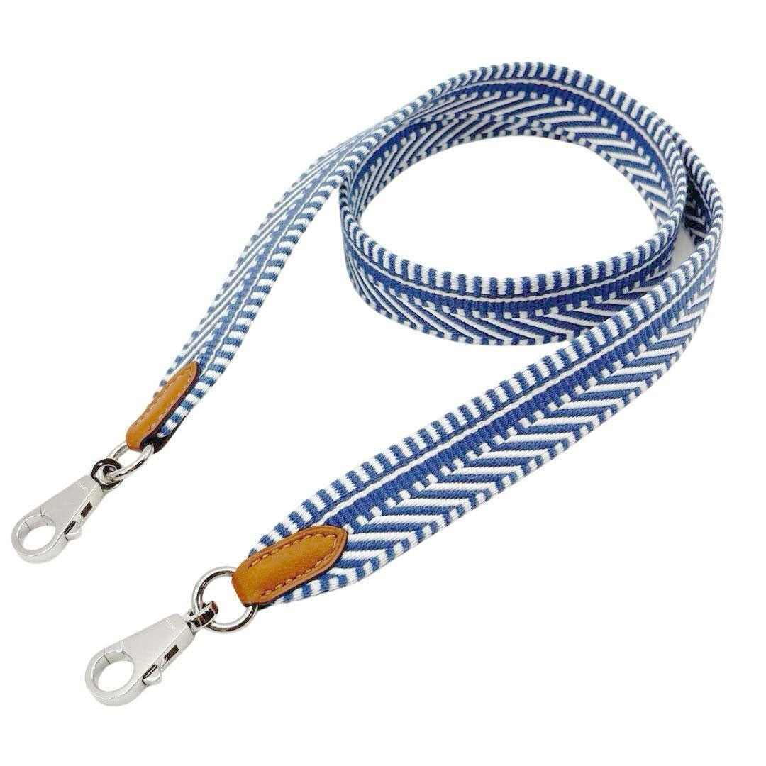 HERMES エルメス バンドリエール サングル カヴァル 25mm ショルダーストラップ ブルーブライトン エクリュ シルバー金具 C刻印