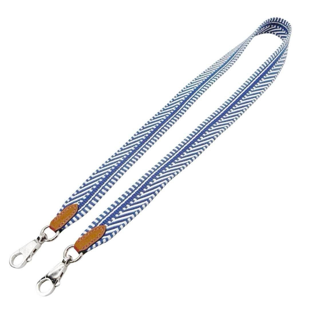HERMES エルメス バンドリエール サングル カヴァル 25mm ショルダーストラップ ブルーブライトン エクリュ シルバー金具 C刻印