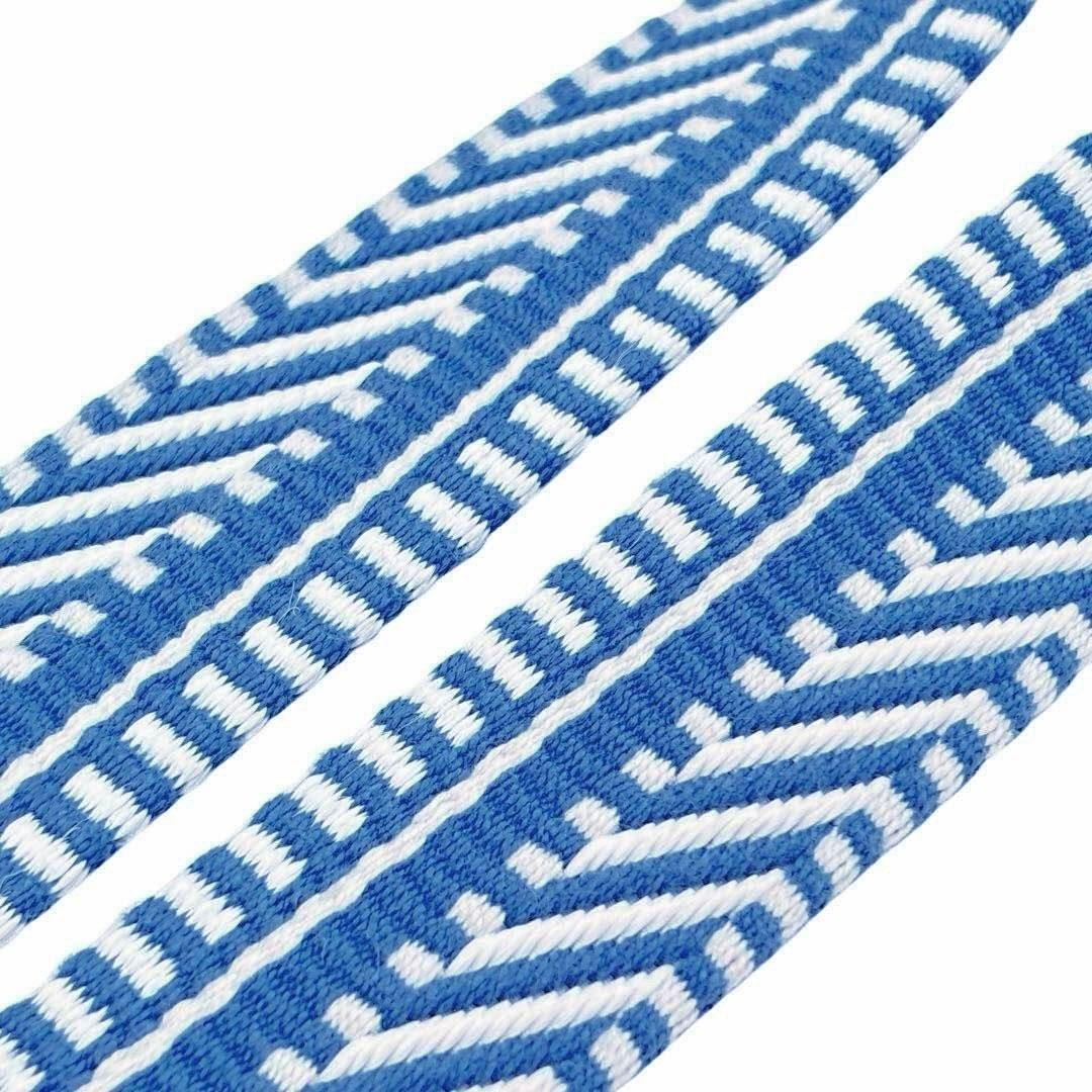 HERMES エルメス バンドリエール サングル カヴァル 25mm ショルダーストラップ ブルーブライトン エクリュ シルバー金具 C刻印