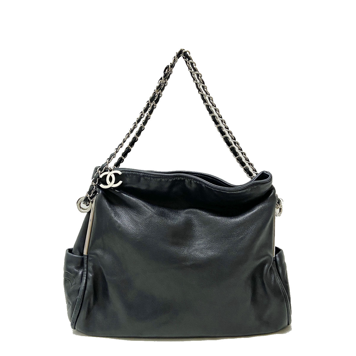 □シャネル□ チェーンショルダーバッグ ラムスキン ブラック 9番台  