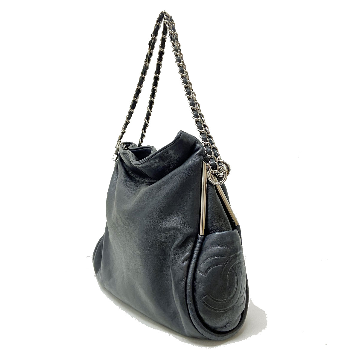 □シャネル□ チェーンショルダーバッグ ラムスキン ブラック 9番台  