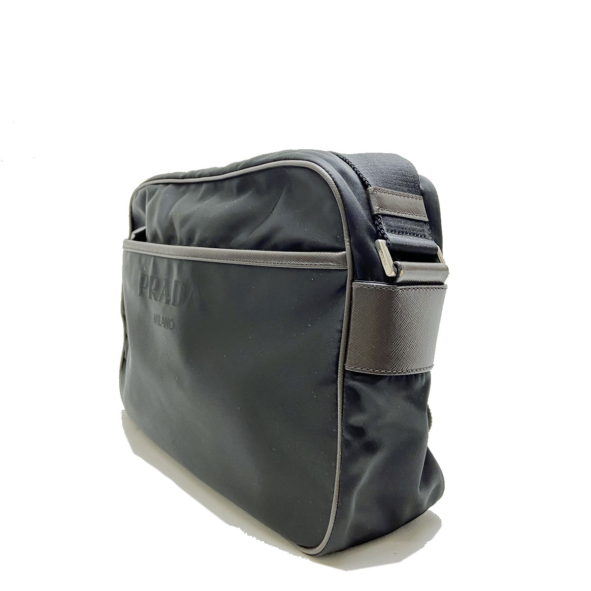 PRADA プラダ ロゴ ナイロン 斜め掛けショルダーバッグ ブラック/ブラウン VA0772
