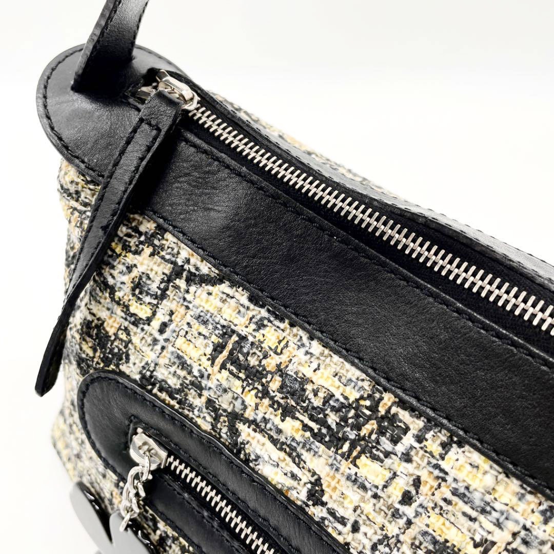 【ノワールクローバー】CHANEL ショルダーバッグ ツイード CHANEL シャネル ワンショルダーバッグ ツイード レザー