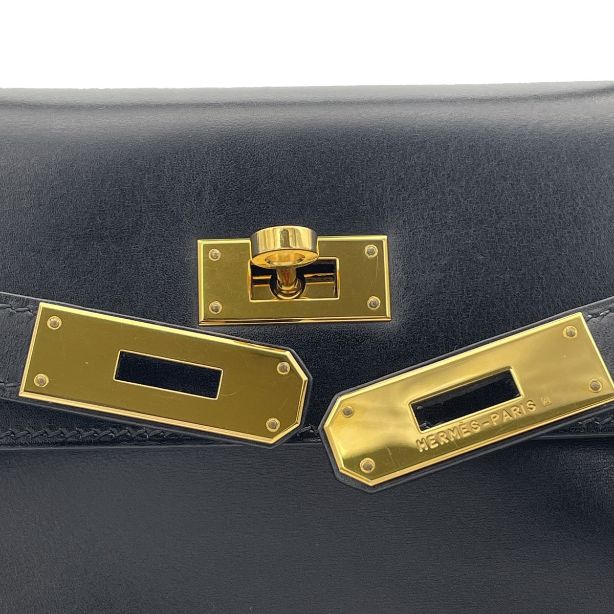 HERMES エルメス ハンドバッグ ケリー32 内縫い ボックスカーフ ブラック ゴールド金具 □E刻印