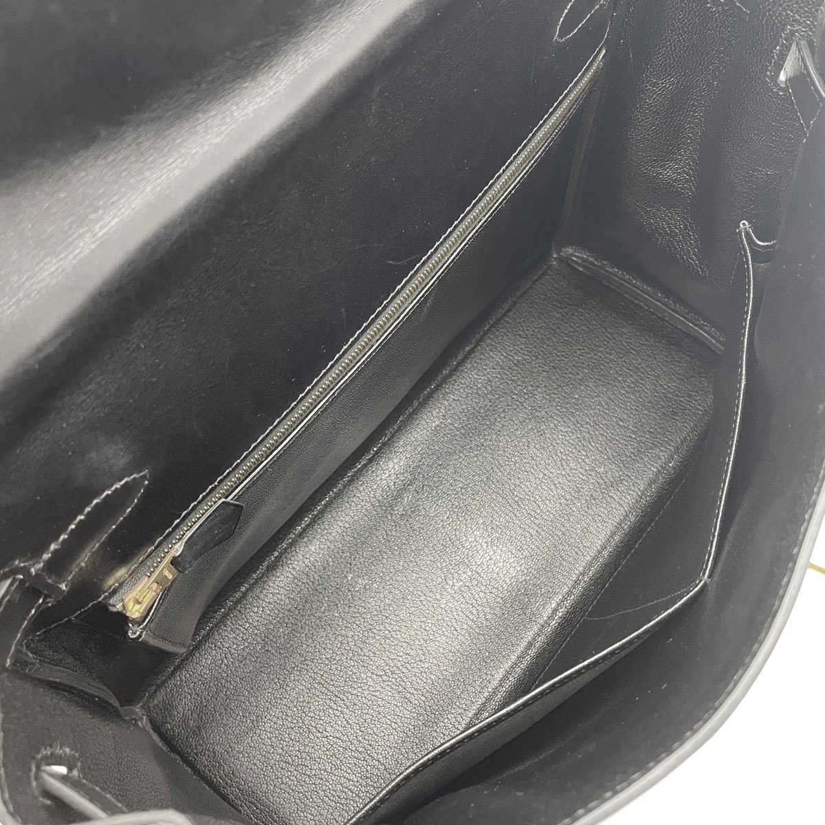 HERMES エルメス ハンドバッグ ケリー32 内縫い ボックスカーフ ブラック ゴールド金具 □E刻印