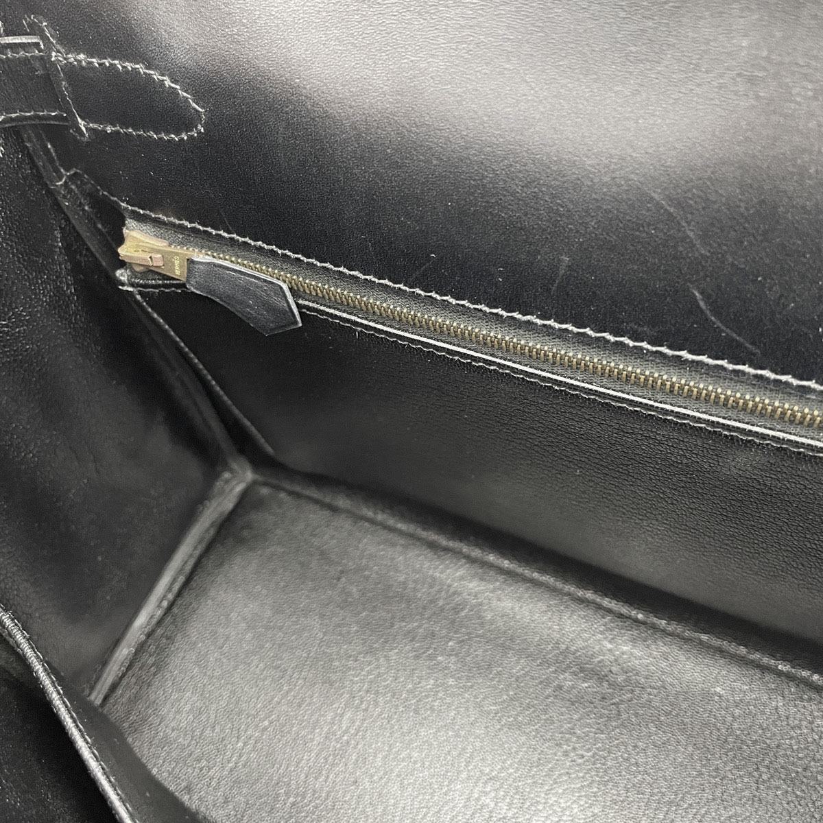 HERMES エルメス ハンドバッグ ケリー32 内縫い ボックスカーフ ブラック ゴールド金具 □E刻印