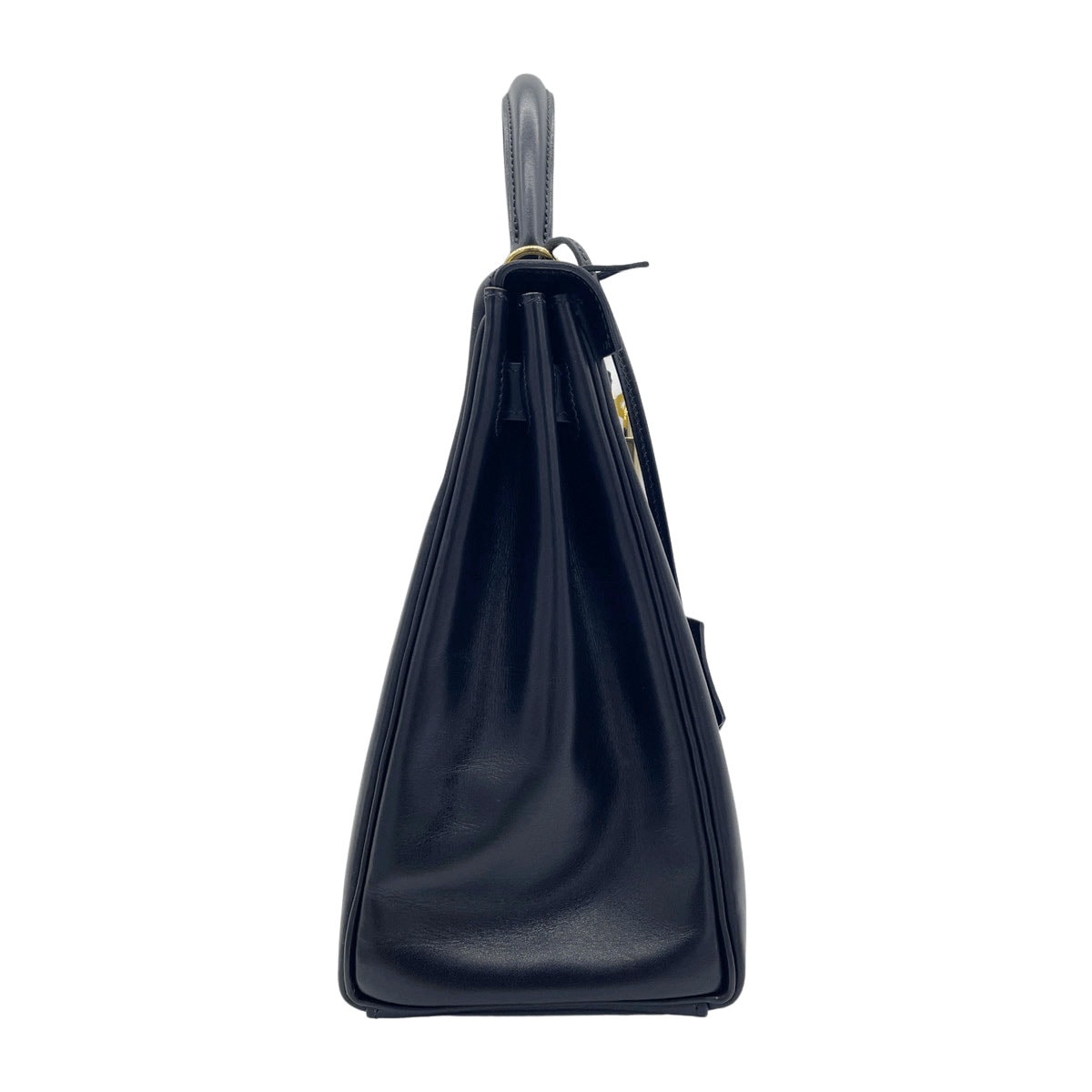 HERMES エルメス ハンドバッグ ケリー32 内縫い ボックスカーフ ブラック ゴールド金具 □E刻印