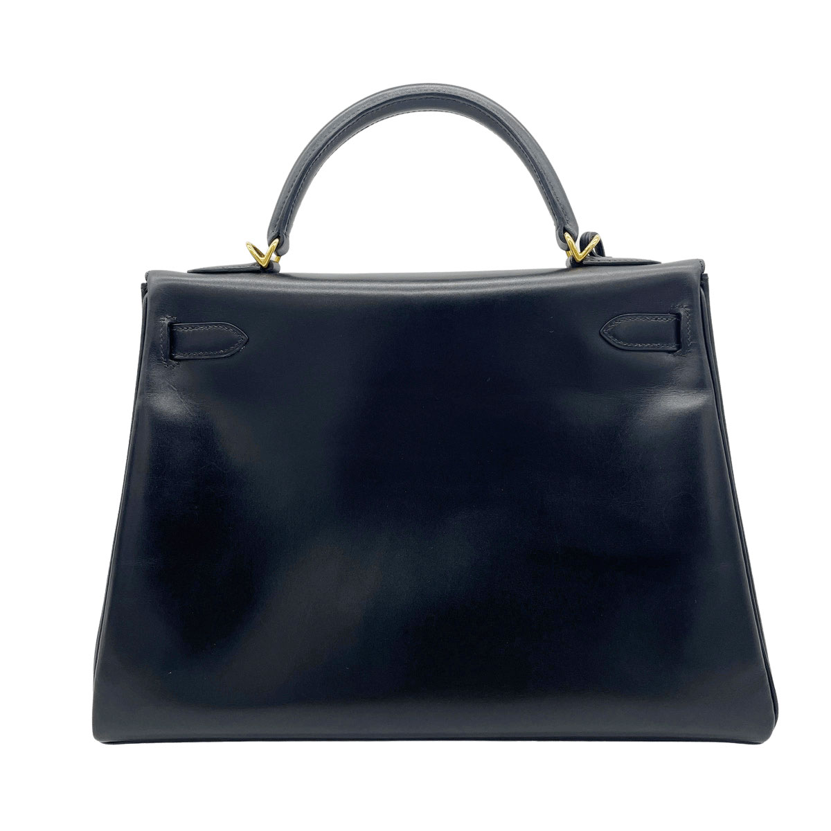 HERMES エルメス ハンドバッグ ケリー32 内縫い ボックスカーフ ブラック ゴールド金具 □E刻印