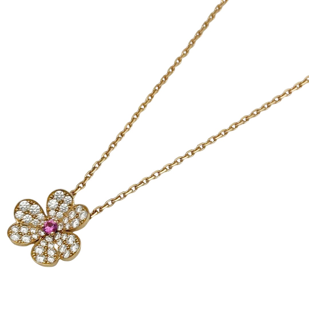 Van Cleef & Arpels ヴァンクリーフ&アーペル フリヴォル ペンダント スモールモデル ネックレス ダイヤモンド ピンクサファイア Au750 ローズゴールド 5.7g