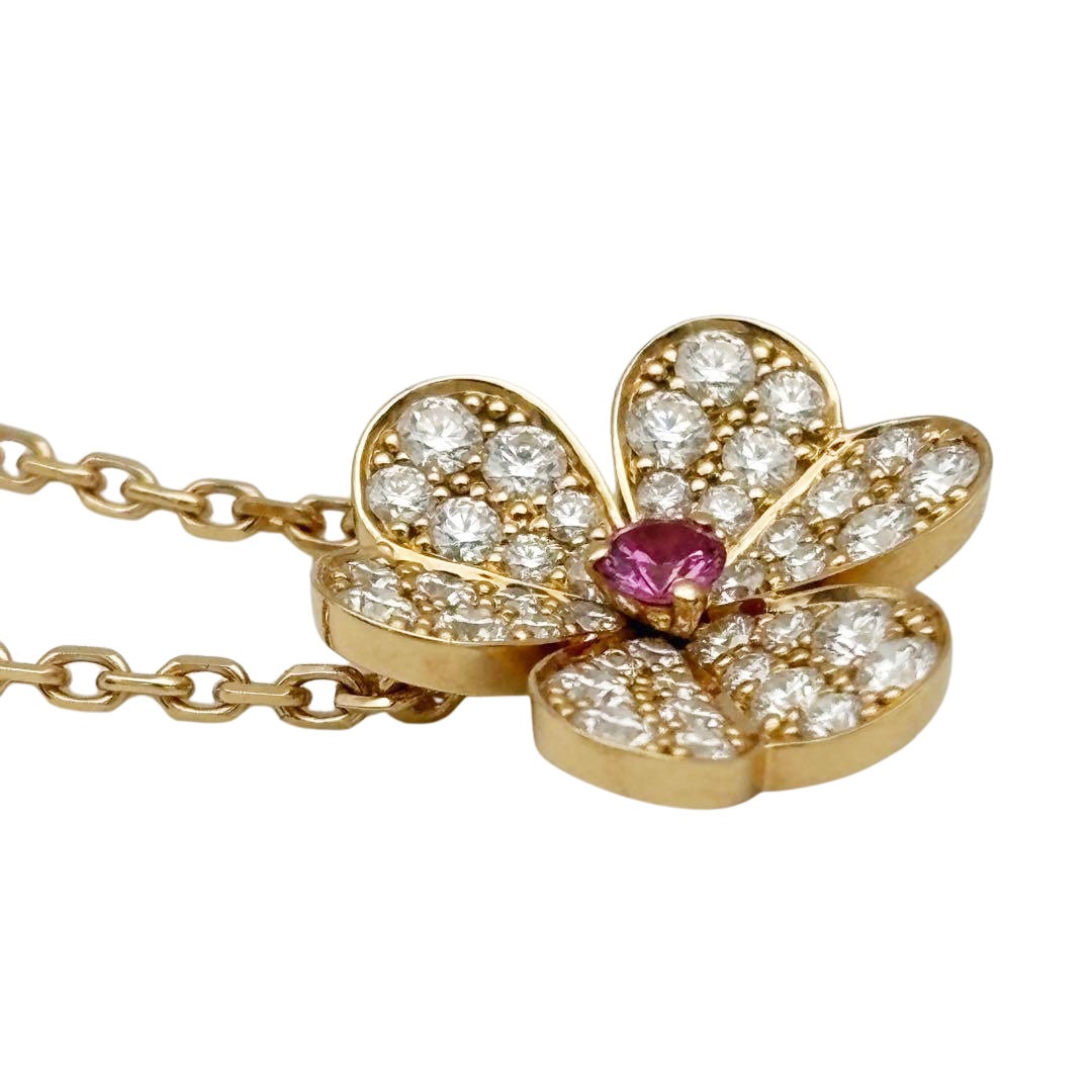 Van Cleef & Arpels ヴァンクリーフ&アーペル フリヴォル ペンダント スモールモデル ネックレス ダイヤモンド ピンクサファイア Au750 ローズゴールド 5.7g