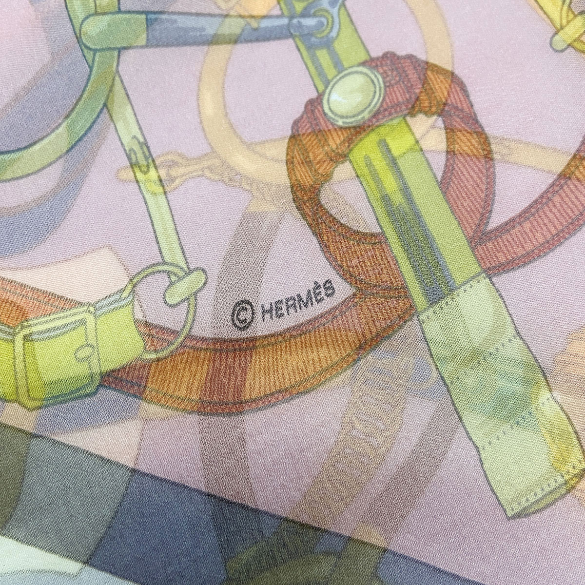 HERMES エルメス シフォンストール マルチカラー シルク100％