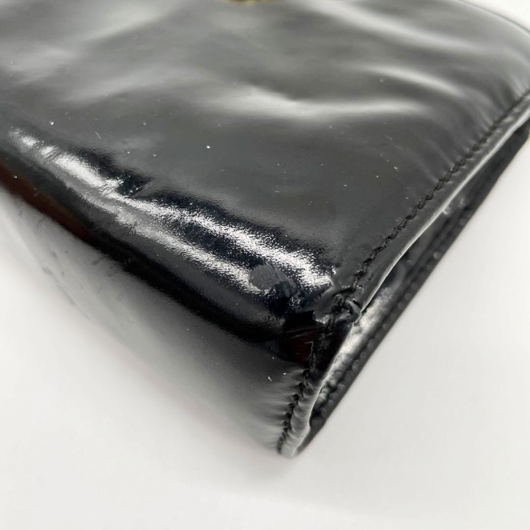 Salvatore Ferragamo サルヴァトーレ フェラガモ ガンチーニ 2WAY チェーンショルダーバッグ ウエストバッグ エナメル ブラック