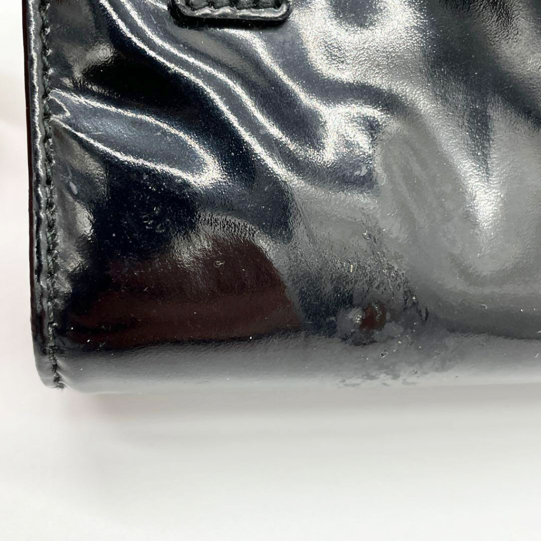 Salvatore Ferragamo サルヴァトーレ フェラガモ ガンチーニ 2WAY チェーンショルダーバッグ ウエストバッグ エナメル ブラック