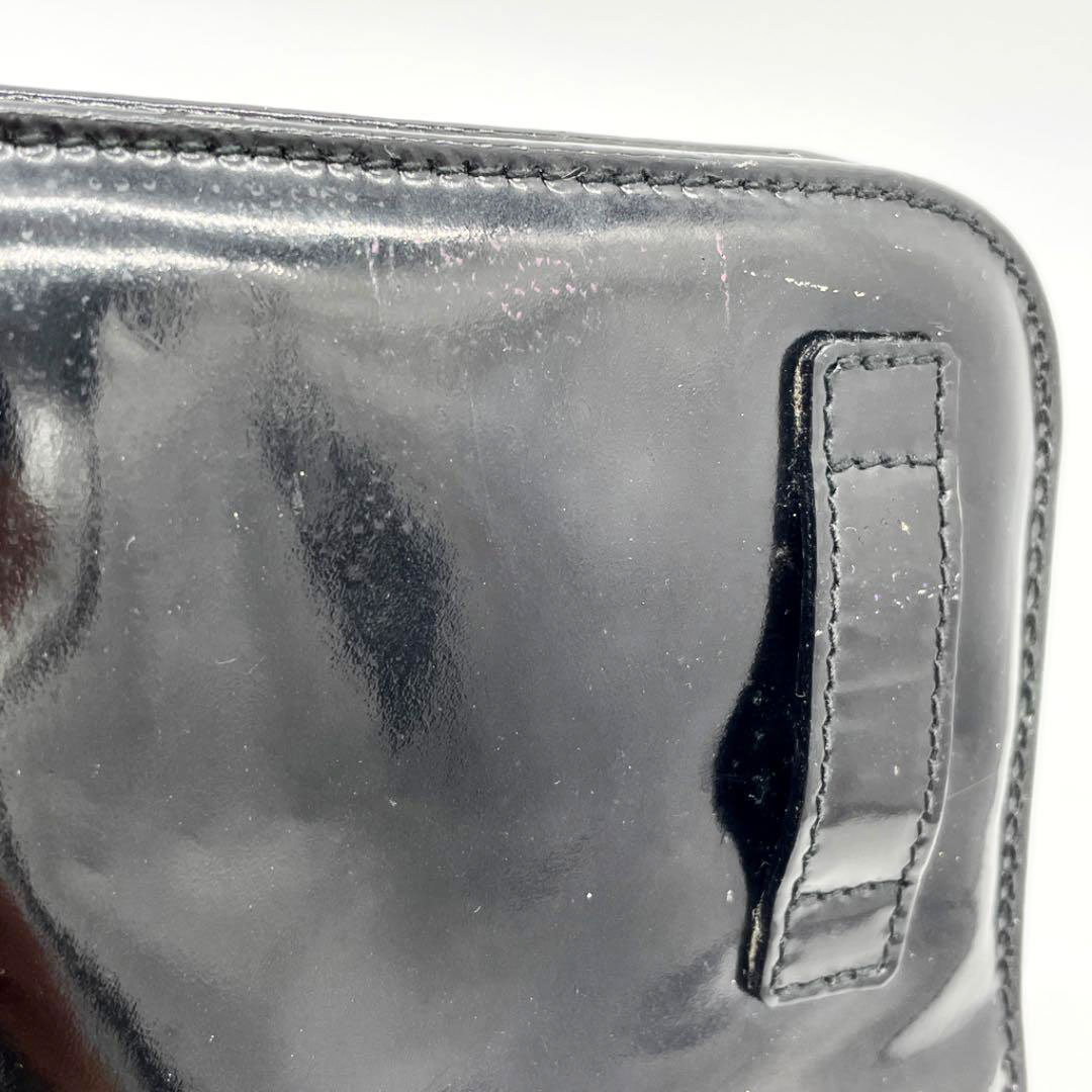 Salvatore Ferragamo サルヴァトーレ フェラガモ ガンチーニ 2WAY チェーンショルダーバッグ ウエストバッグ エナメル ブラック