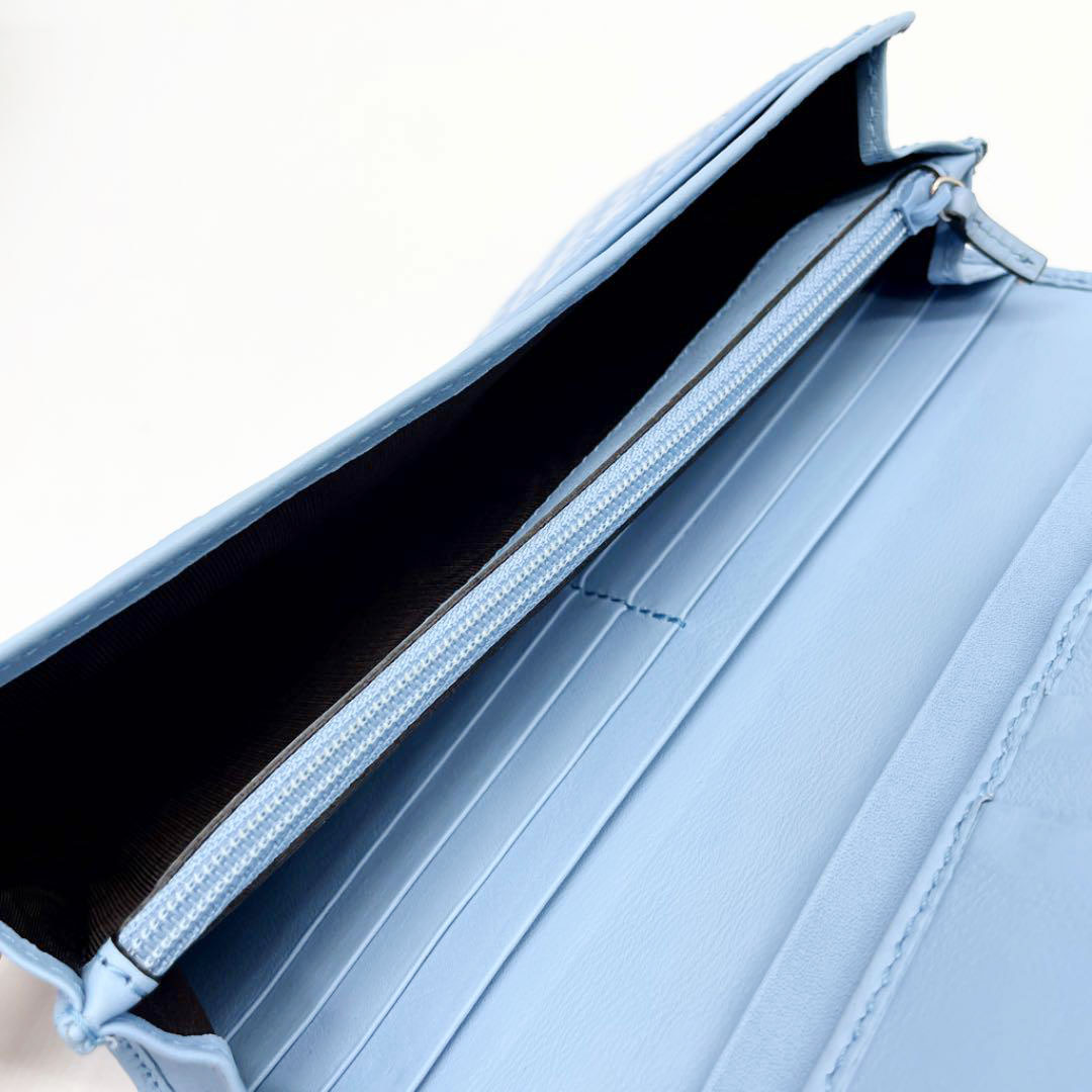 GUCCI グッチ ホック式長財布 マイクログッチシマレザー ライトブルー 449396 アウトレット