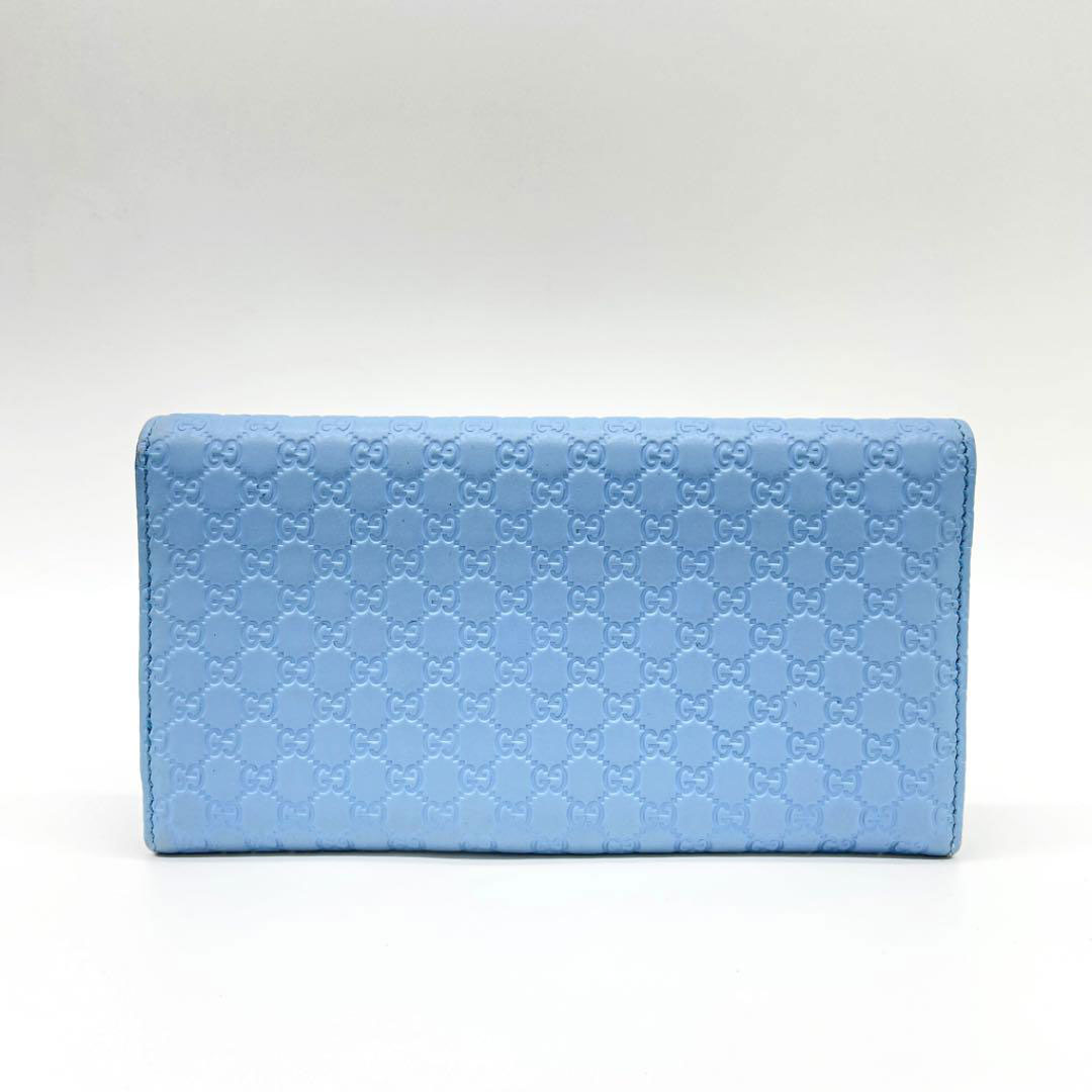 GUCCI グッチ ホック式長財布 マイクログッチシマレザー ライトブルー 449396 アウトレット