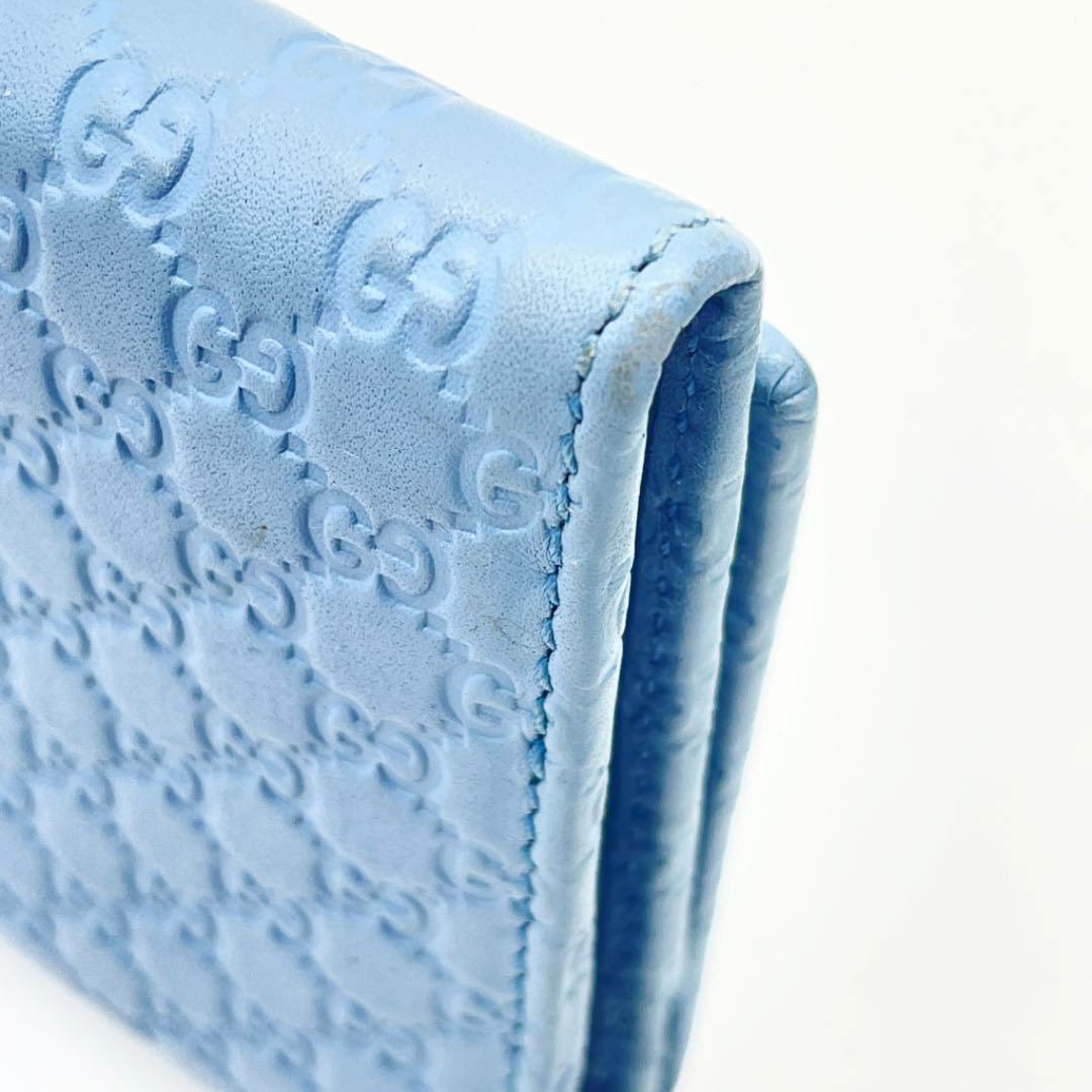 GUCCI グッチ ホック式長財布 マイクログッチシマレザー ライトブルー 449396 アウトレット