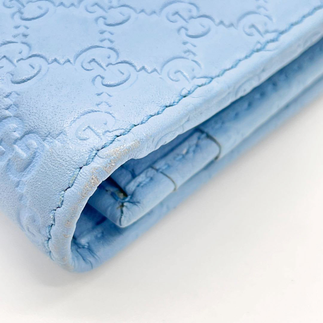 GUCCI グッチ ホック式長財布 マイクログッチシマレザー ライトブルー 449396 アウトレット