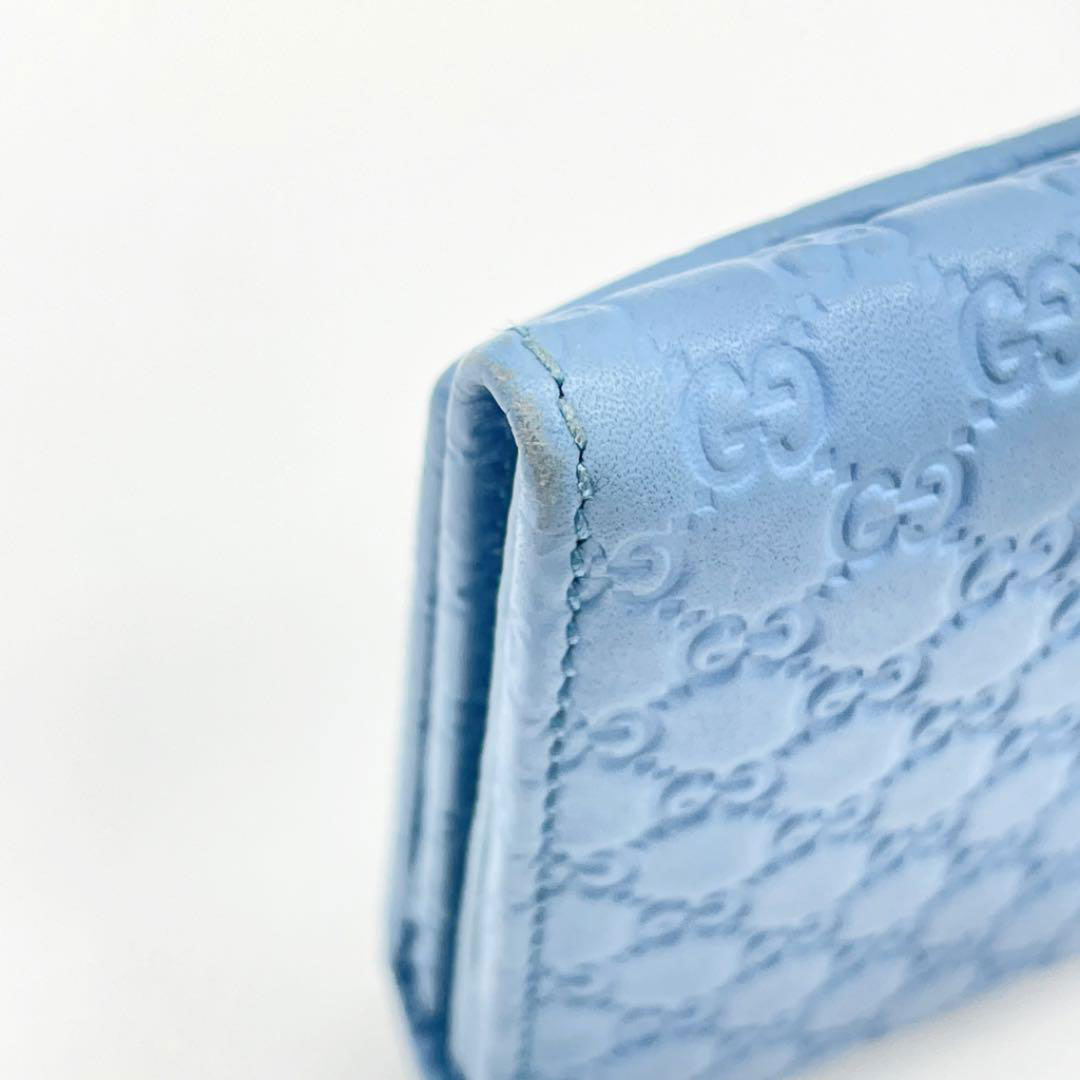 GUCCI グッチ ホック式長財布 マイクログッチシマレザー ライトブルー 449396 アウトレット
