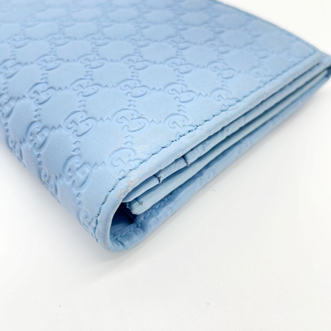 GUCCI グッチ ホック式長財布 マイクログッチシマレザー ライトブルー 449396 アウトレット