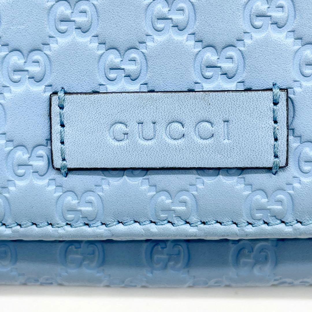 GUCCI グッチ ホック式長財布 マイクログッチシマレザー ライトブルー 449396 アウトレット