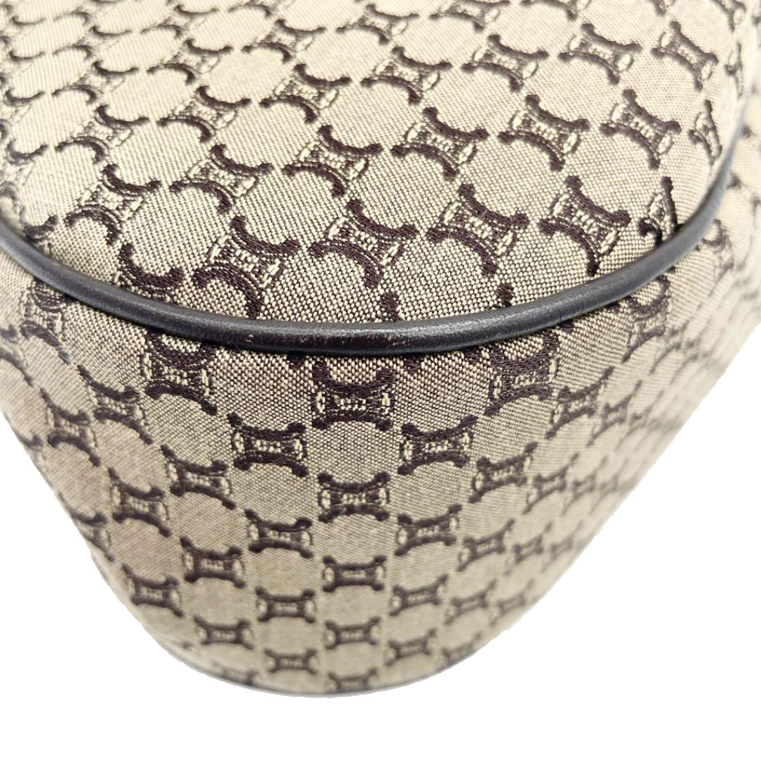 CELINE セリーヌ ワンショルダーバッグ マカダム柄 キャンバス レザー ベージュ ブラウン