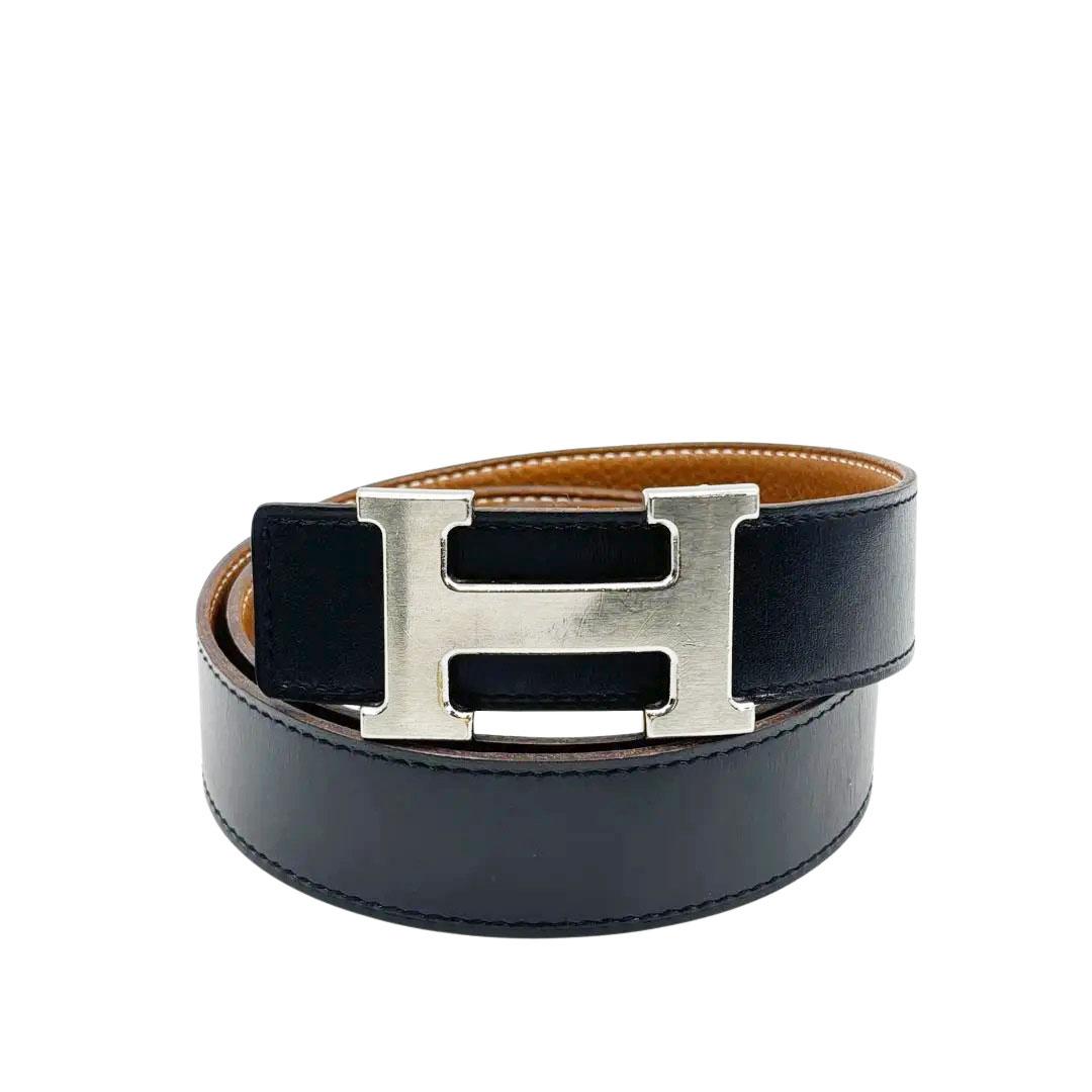 HERMES エルメス Hベルト コンスタンス 90 リバーシブル ボックスカーフ/トリヨンクレマンス ブラック/ゴールド/シルバー金具 □J刻印