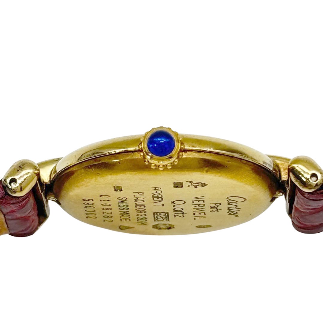 Cartier カルティエ レディース腕時計 マストコリゼ QZ 925 GP レザーベルト ゴールド/バーガンディ ※社外ベルト