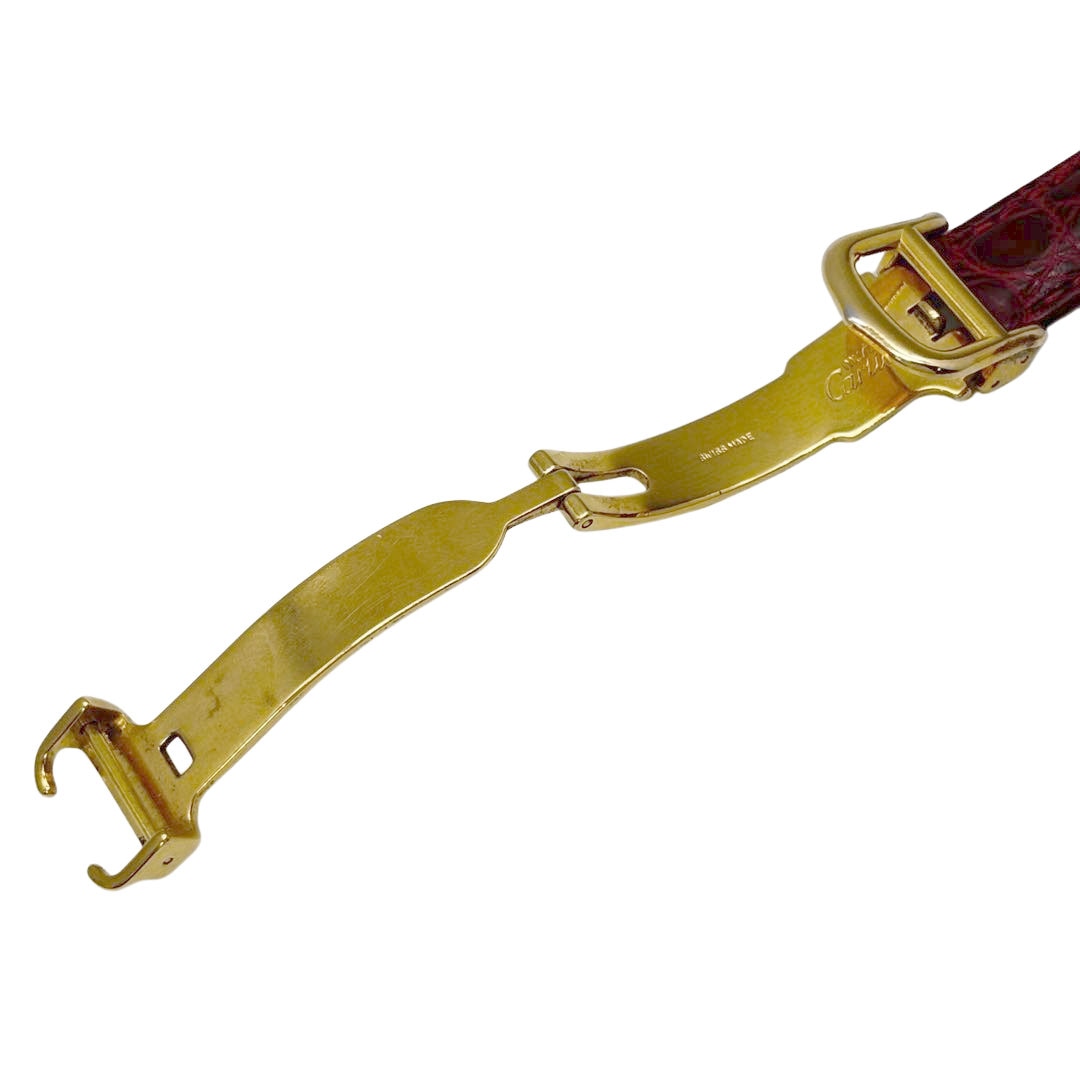 Cartier カルティエ レディース腕時計 マストコリゼ QZ 925 GP レザーベルト ゴールド/バーガンディ ※社外ベルト