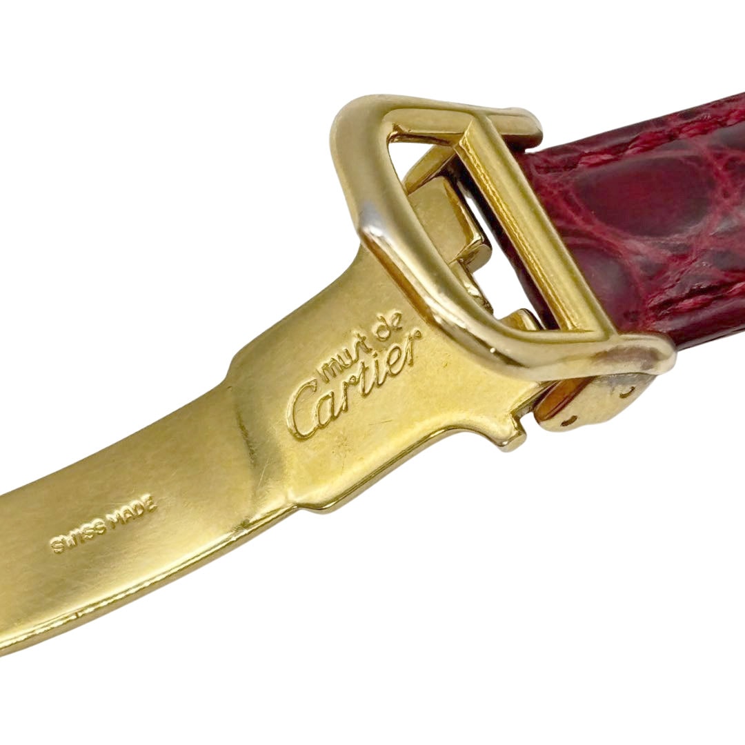 Cartier カルティエ レディース腕時計 マストコリゼ QZ 925 GP レザーベルト ゴールド/バーガンディ ※社外ベルト