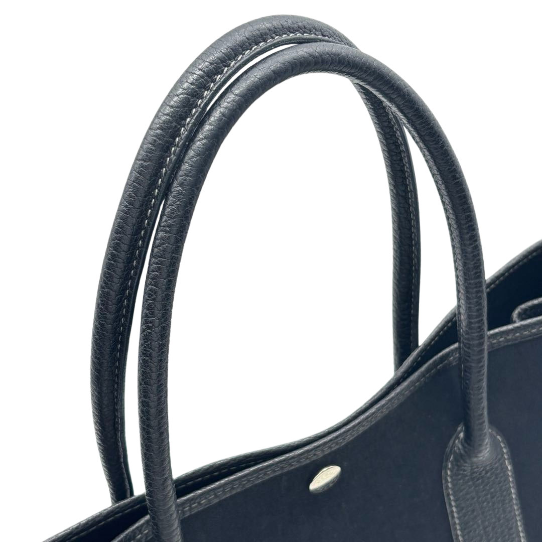 HERMES エルメス トートバッグ ガーデンパーティ36 PM トワルオフィシエ/レザー ブラック □P刻印