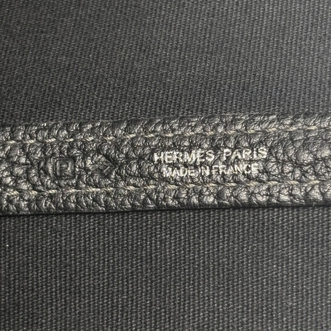 HERMES エルメス トートバッグ ガーデンパーティ36 PM トワルオフィシエ/レザー ブラック □P刻印
