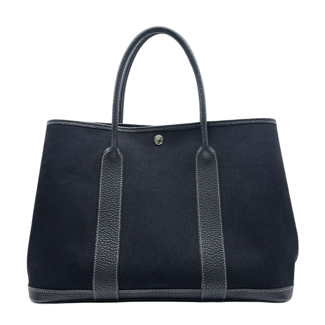 HERMES エルメス トートバッグ ガーデンパーティ36 PM トワルオフィシエ/レザー ブラック □P刻印
