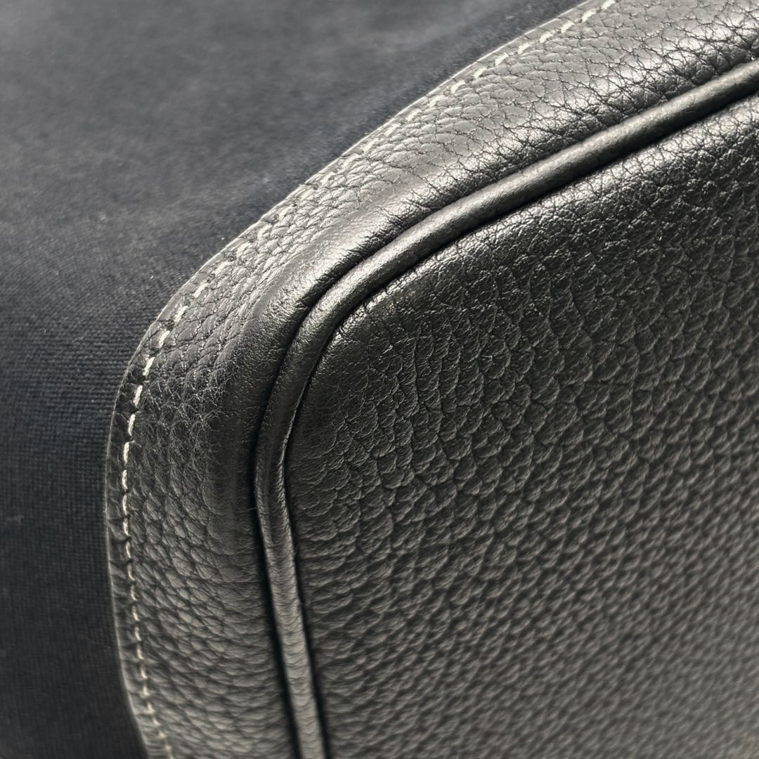 HERMES エルメス トートバッグ ガーデンパーティ36 PM トワルオフィシエ/レザー ブラック □P刻印