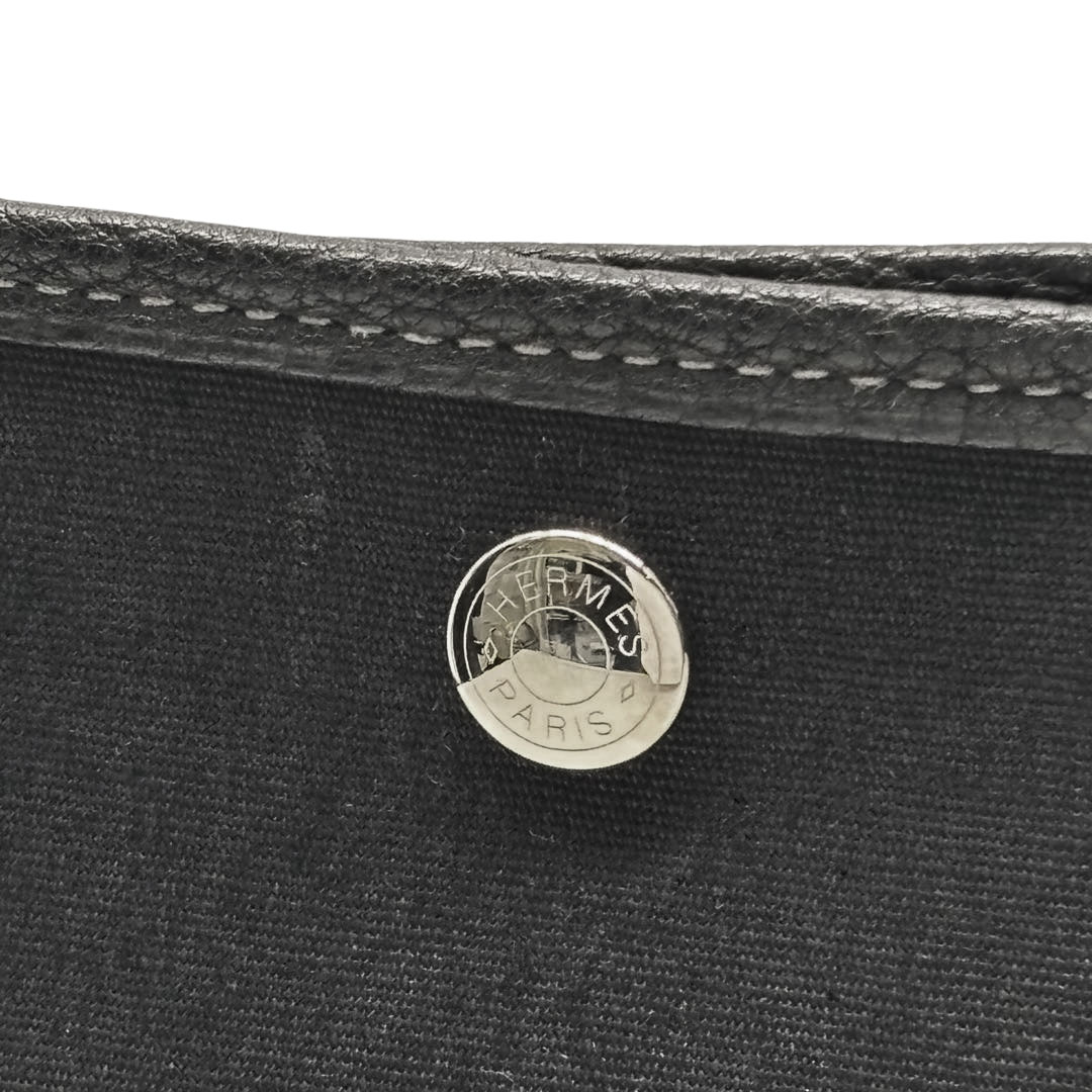 HERMES エルメス トートバッグ ガーデンパーティ36 PM トワルオフィシエ/レザー ブラック □P刻印