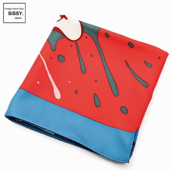 □エルメス□ スカーフ カレ90 「GRAFFITI」 シルク レッド ホワイト