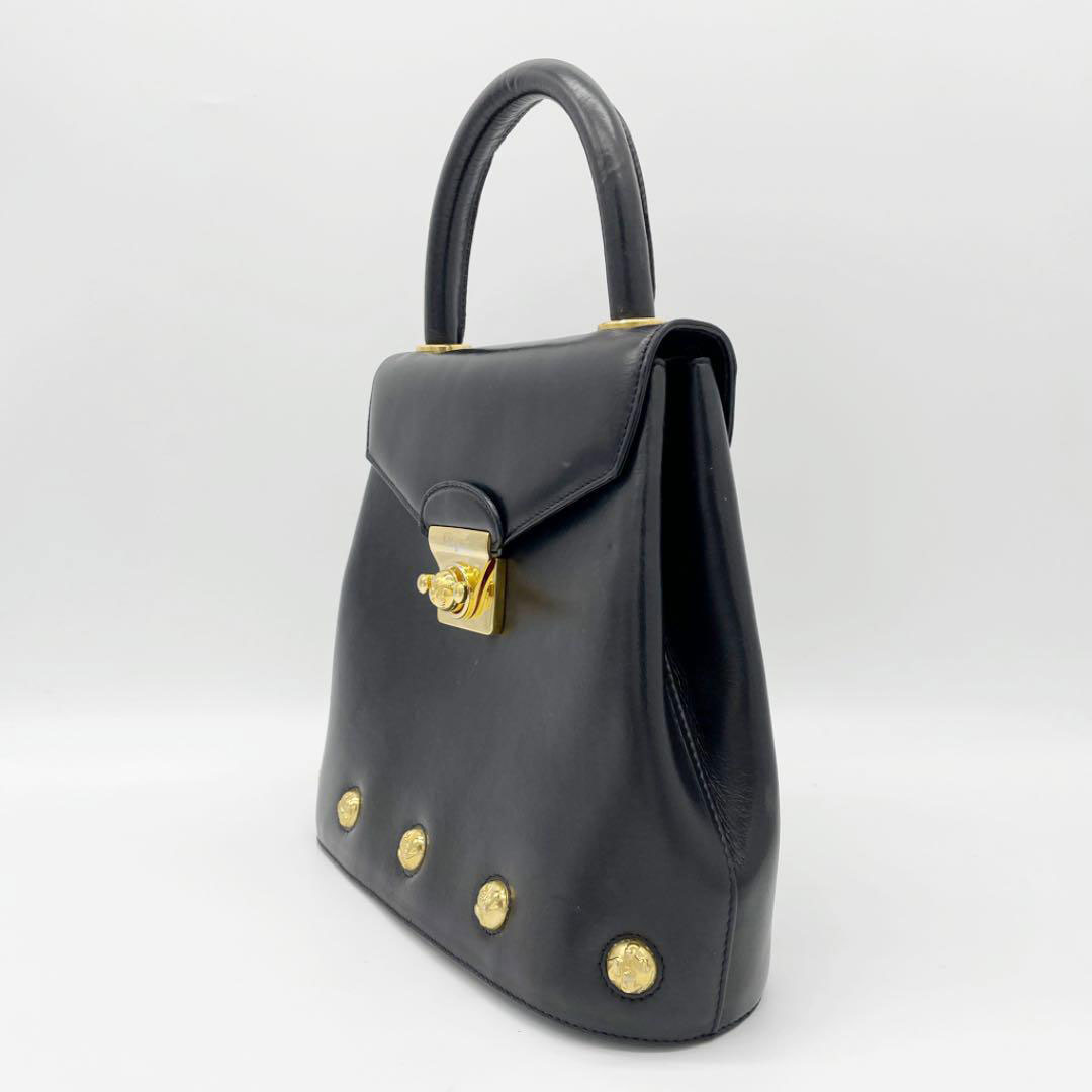 【美品】フェラガモ　ハンドバッグ　2WAY　レザー　パンプス　ゴールド金具　黒 美品】フェラガモ ハンドバッグ 2WAY レザー パンプス ゴールド