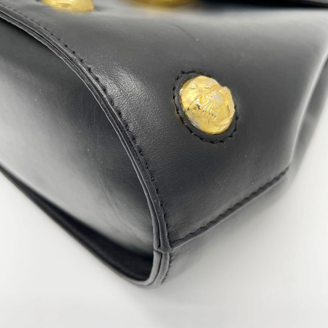 【美品】フェラガモ　ハンドバッグ　2WAY　レザー　パンプス　ゴールド金具　黒 美品】フェラガモ ハンドバッグ 2WAY レザー パンプス ゴールド