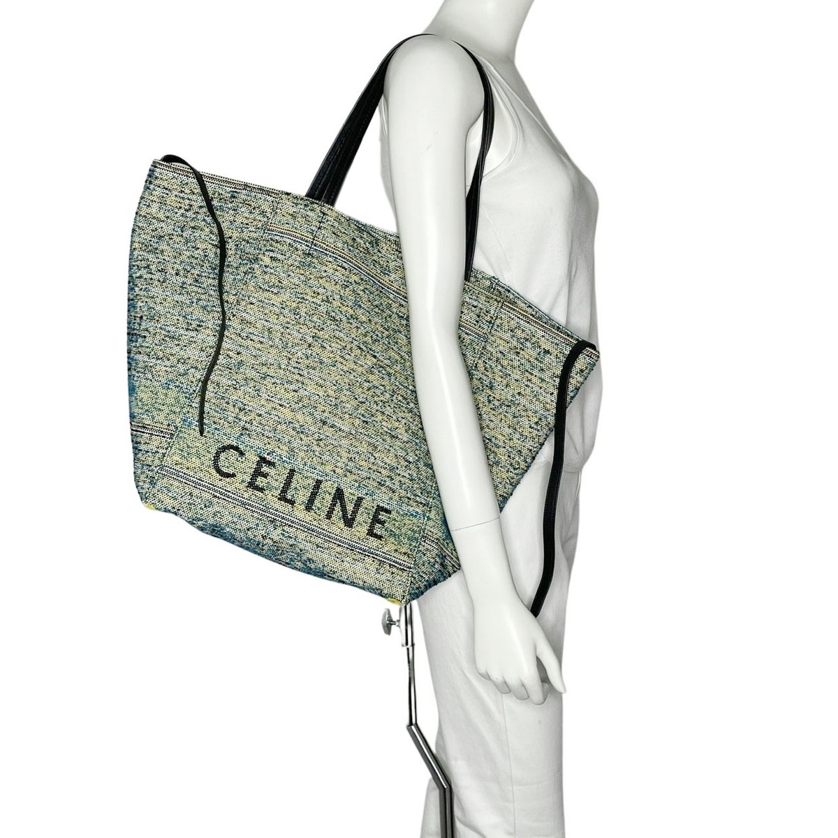 CELINE セリーヌ トートバッグ カバファントム ミディアム ツイード レザー ミレニアムコレクション グリーン系マルチカラー 171052BAF.07BL