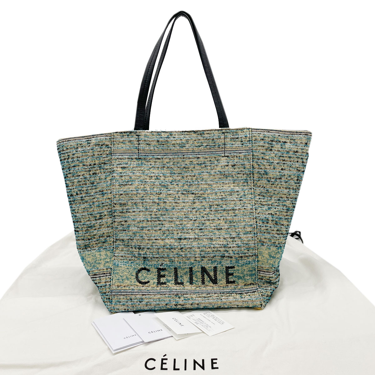 CELINE セリーヌ トートバッグ カバファントム ミディアム ツイード レザー ミレニアムコレクション グリーン系マルチカラー 171052BAF.07BL