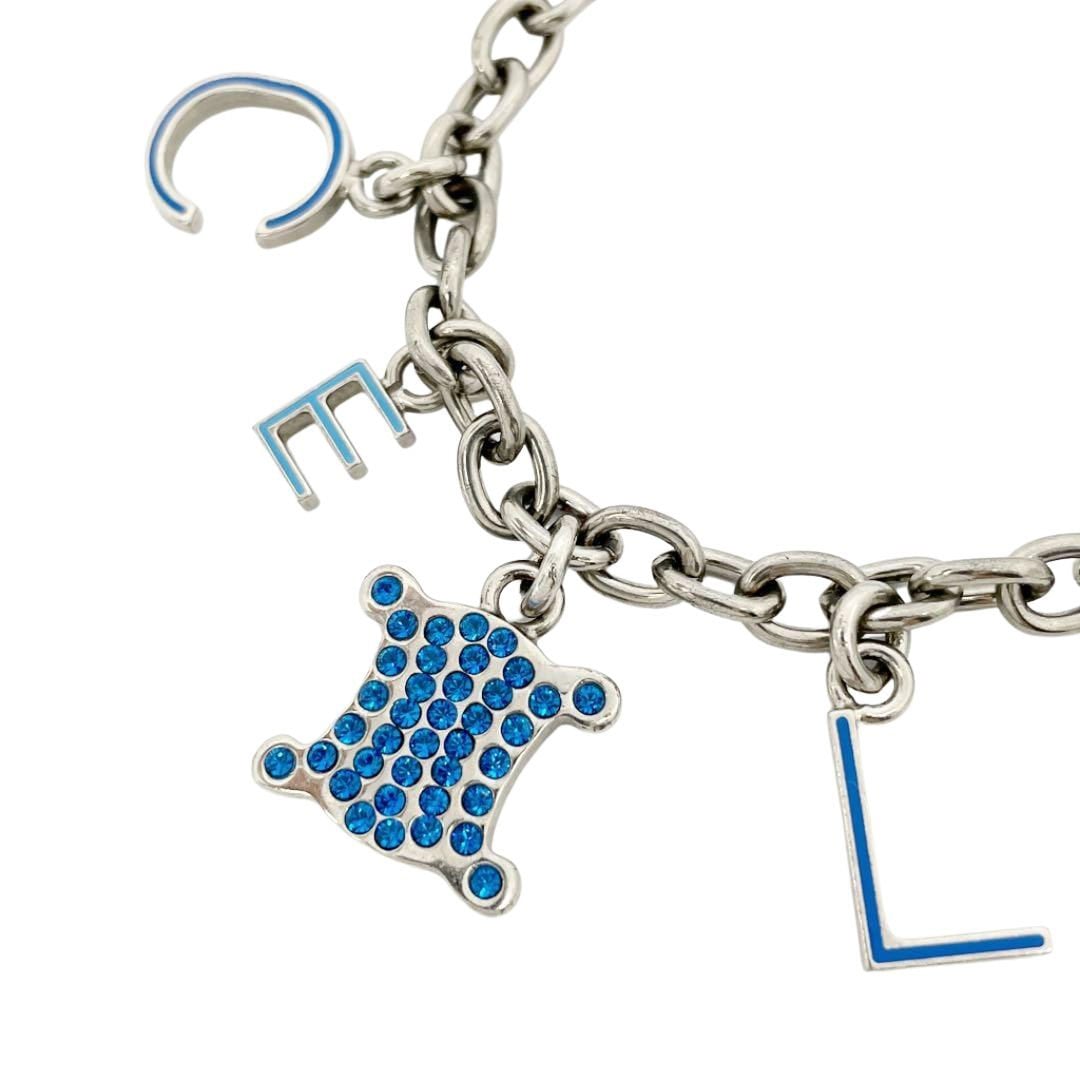 CELINE セリーヌ マカダム ロゴ チェーンブレスレット ラインストーン