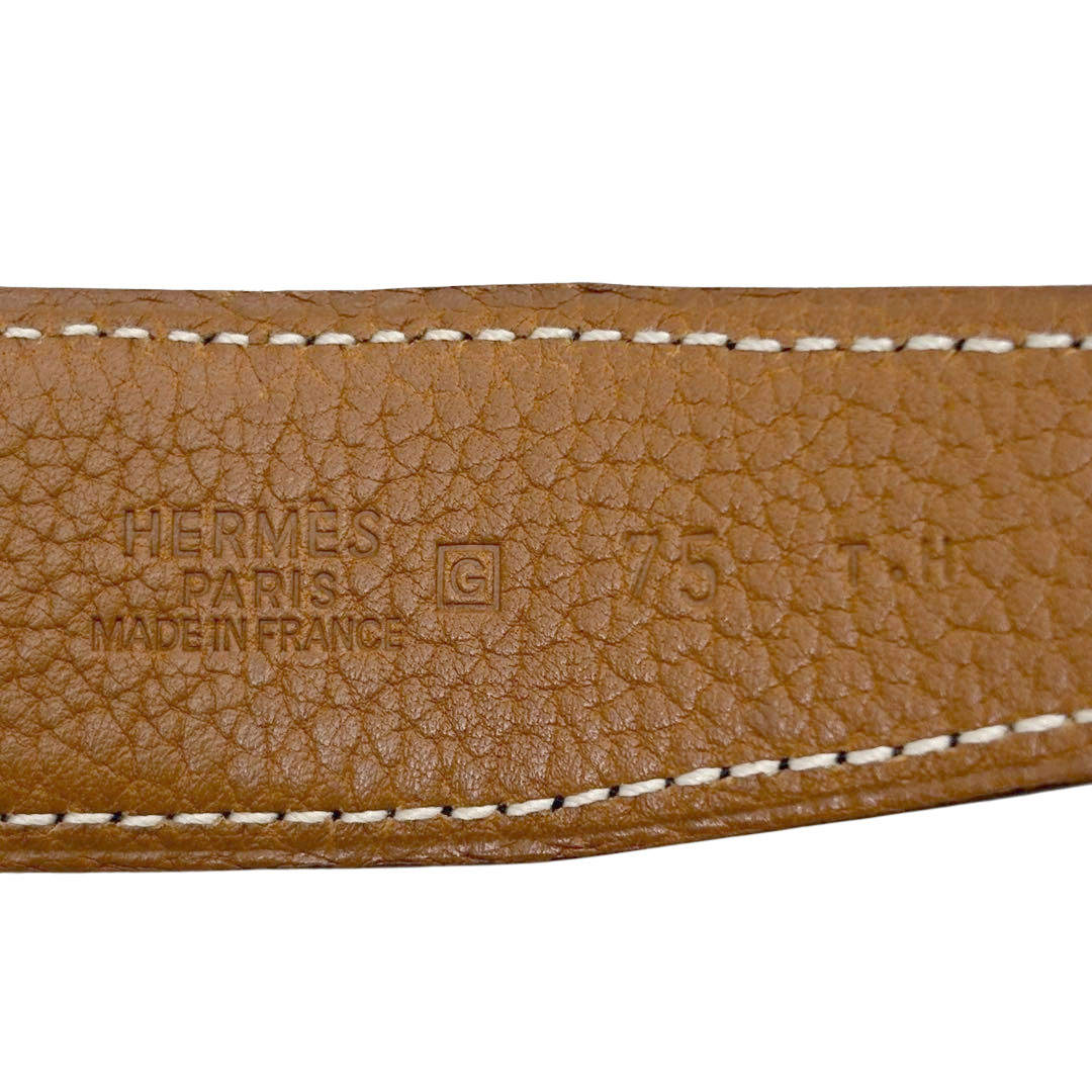 HERMES エルメス Hベルト コンスタンス 75 リバーシブル ボックスカーフ/トリヨンクレマンス ブラック/ゴールド/シルバー金具 □G刻印