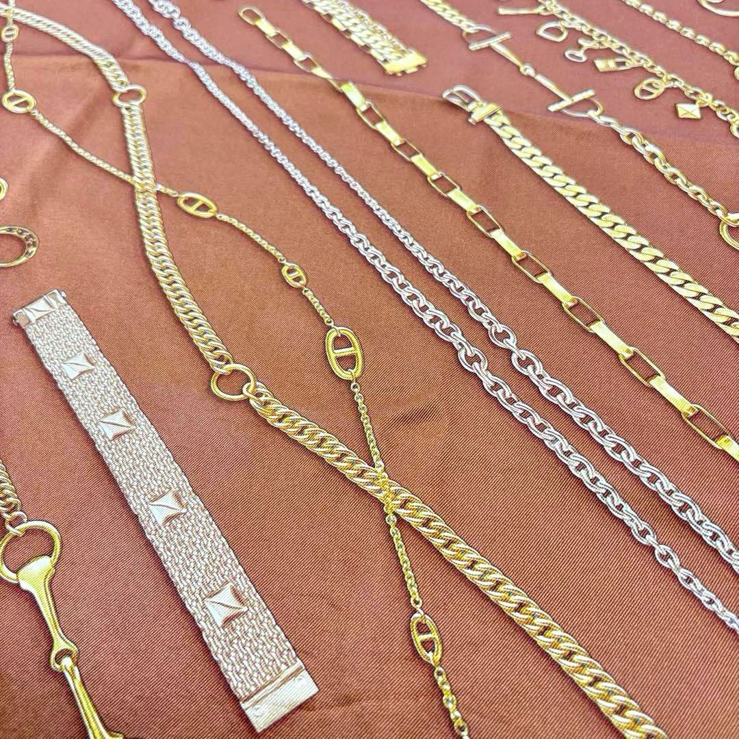 エルメス スカーフ シェーヌダンクル柄CHAINES ET GOURMETTES