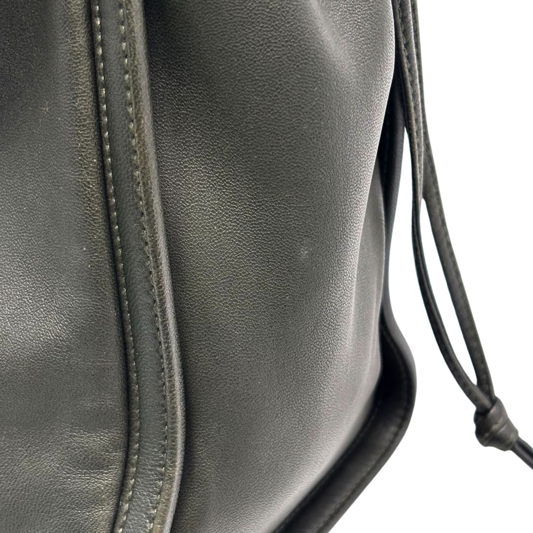 LOEWE ロエベ ドローストリング ハンドバッグ アナグラム ナッパレザー ダークグリーン