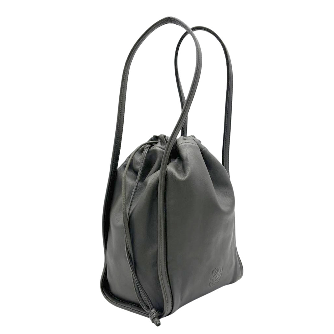 LOEWE ロエベ ドローストリング ハンドバッグ アナグラム ナッパレザー ダークグリーン