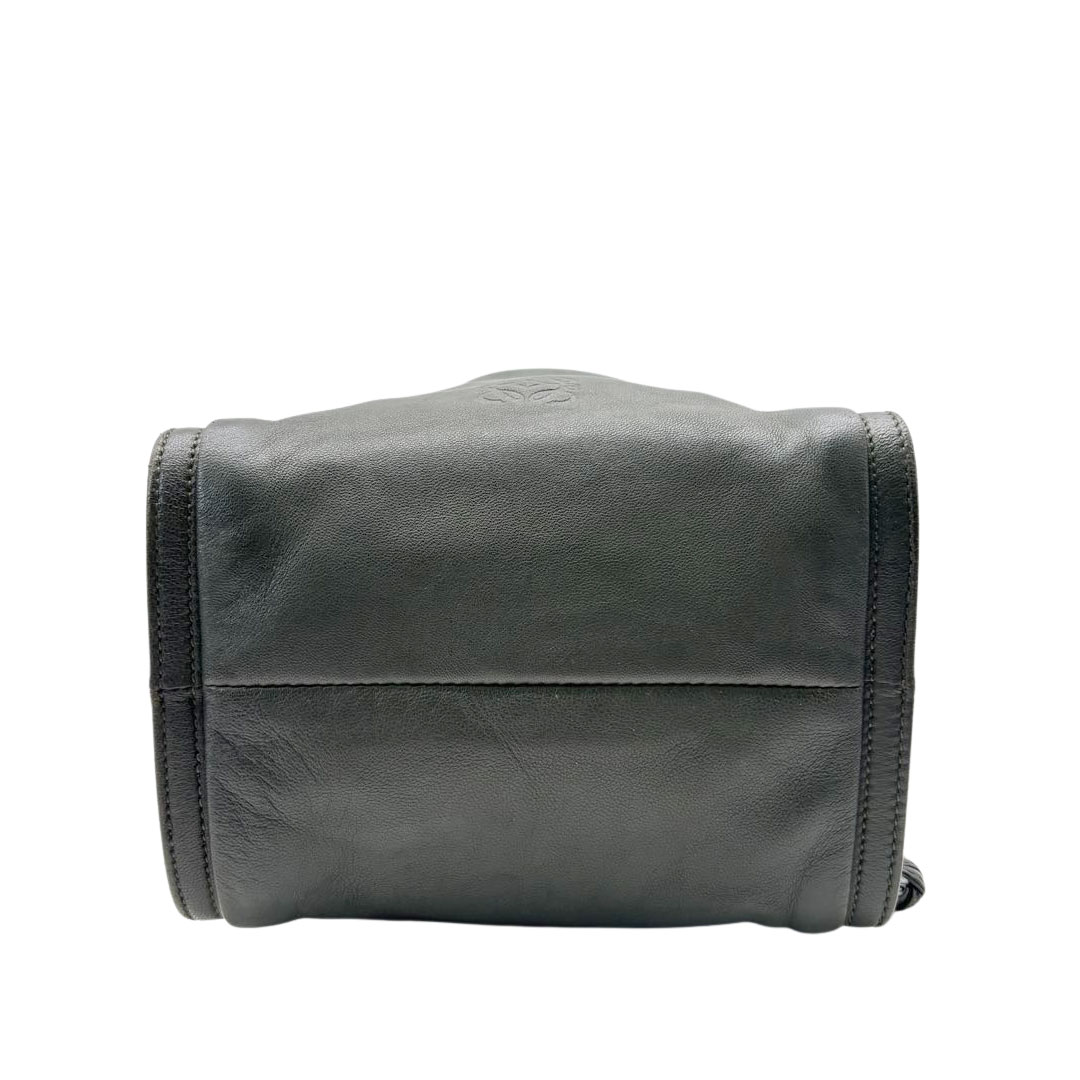 LOEWE ロエベ ドローストリング ハンドバッグ アナグラム ナッパレザー ダークグリーン