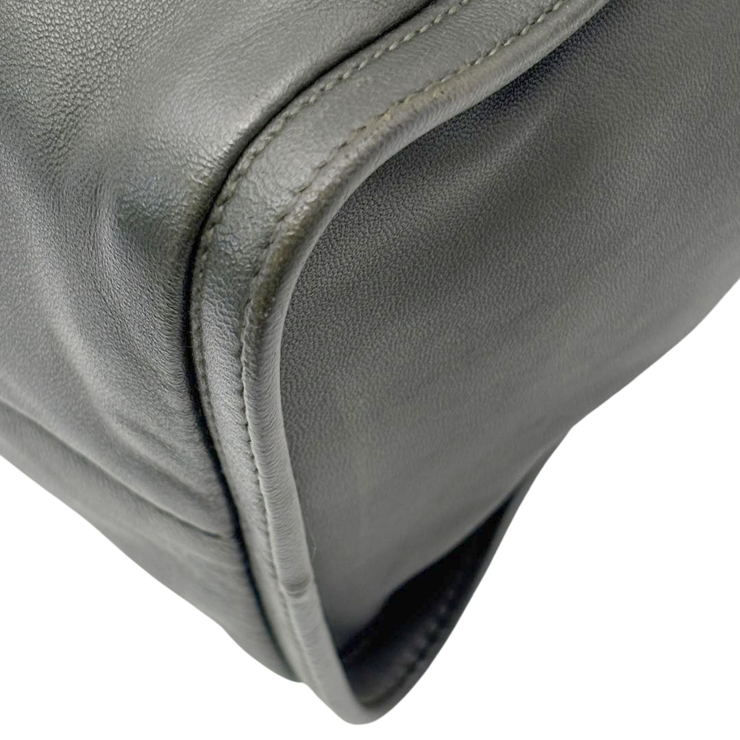 LOEWE ロエベ ドローストリング ハンドバッグ アナグラム ナッパレザー ダークグリーン