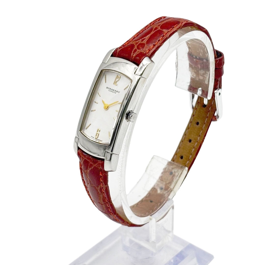 BURBERRY バーバリー レディース腕時計 レクタンギュラー QZ SS/革ベルト シルバー/ブラウン系 5420-H30709