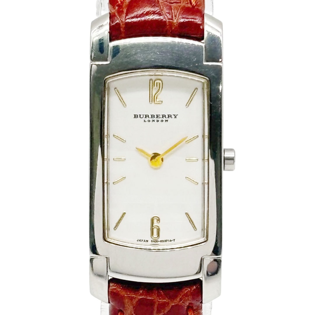 BURBERRY バーバリー レディース腕時計 レクタンギュラー QZ SS/革ベルト シルバー/ブラウン系 5420-H30709